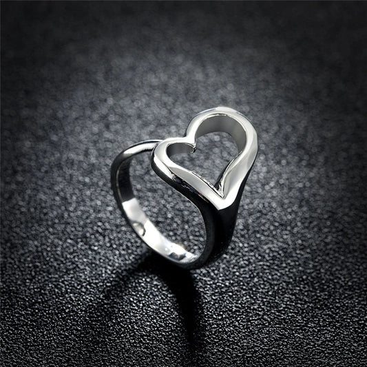 Silver Heart-Embrace Ring