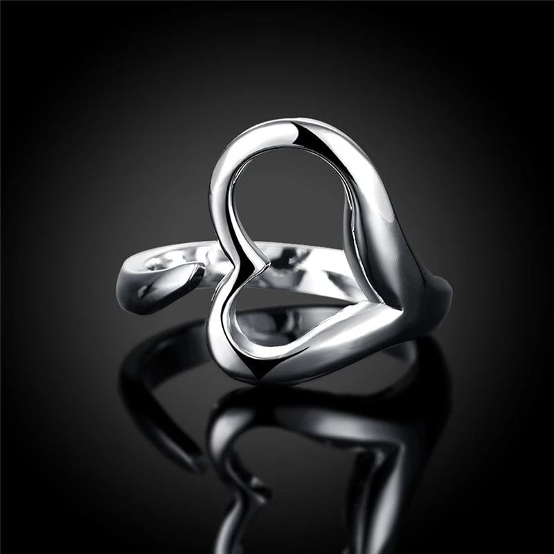 Silver Heart-Embrace Ring