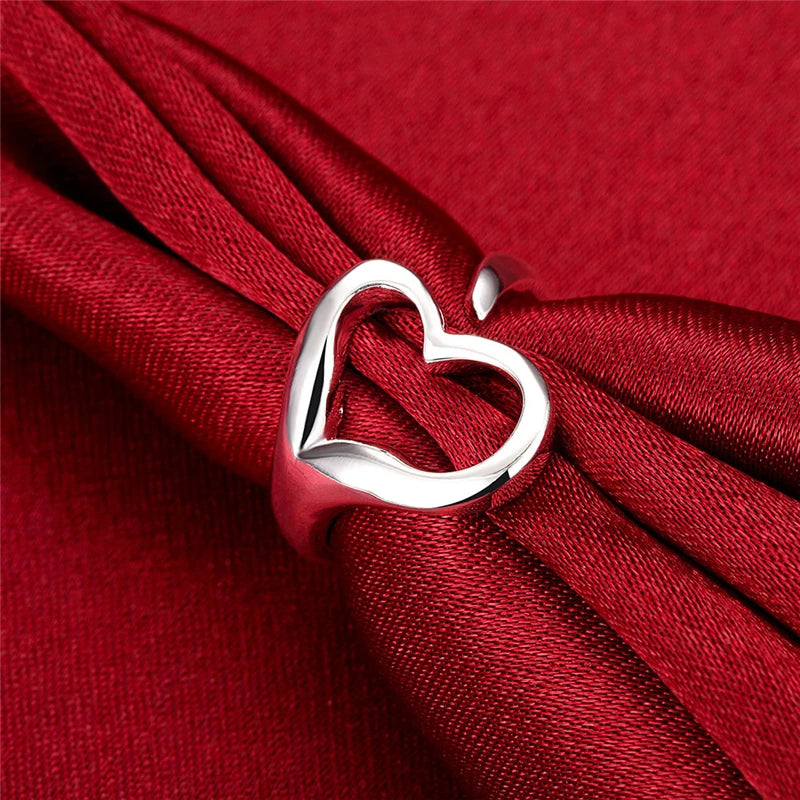 Silver Heart-Embrace Ring