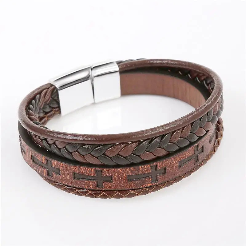 Cross Design Leather Bracelet