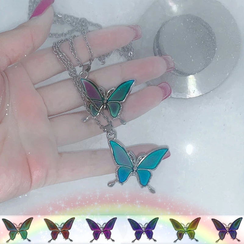 Color-Changing Butterfly Gemstone Necklace