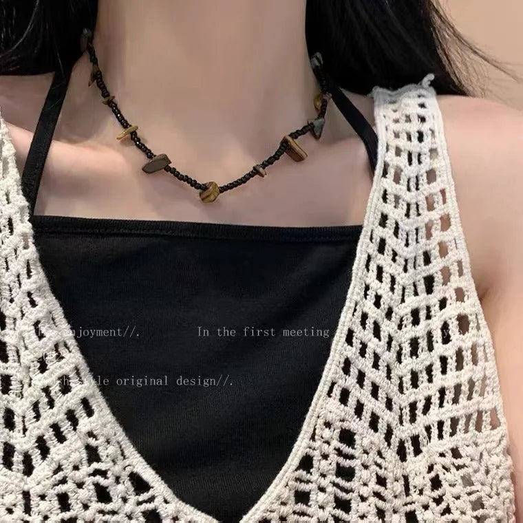 Black Beads Choker Necklace